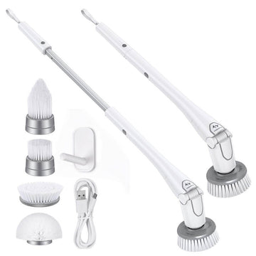 Tilswall M1 Electric Spin Scrubber Cordless Scrubber Cleaner Brush  with 4 Replaceable Cleaning Brush Heads & Adjustable Extension Handle for Kitchen, Tile, Floor, Wall - Imported from UK